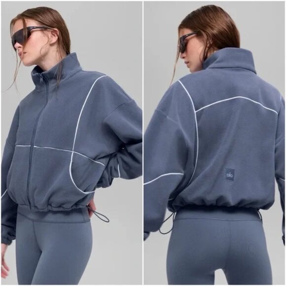 NWT | ALO Polar Fleece Game Time Full Zip Jacket Bluestone Size Medium - Picture 1 of 2